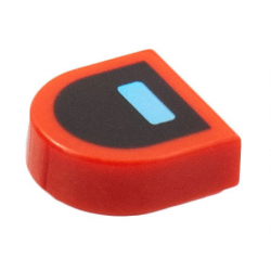 Tile, Round 1 x 1 Half Circle Extended with Bright Light Blue Rectangle on Black Background Pattern: {ярко червен}