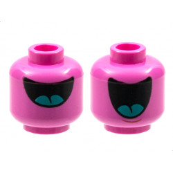 Minifigure, Head Dual Sided Alien Large Black Mouth with Dark Turquoise Tongue, Half Open / Fully Open Pattern - Hollow Stud: {ярко пурпурен}