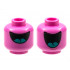 Minifigure, Head Dual Sided Alien Large Black Mouth with Dark Turquoise Tongue, Half Open / Fully Open Pattern - Hollow Stud: {ярко пурпурен}
