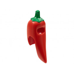 Minifigure, Headgear Head Cover, Costume Chili Pepper with Green Stem Pattern: {ярко червен}