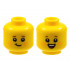 Minifigure, Head Dual Sided Child Reddish Brown Eyebrows, Bright Light Orange Circles on Cheeks, Lopsided Grin / Open Mouth Smile with Top Teeth and Red Tongue Pattern - Hollow Stud: {ярко жълт}