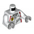 Torso Race Suit with Ferrari Logo, Black Zippers, Red Stripes Pattern / White Arms / Light Bluish Gray Hands: {бял}