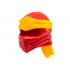 Минифигурка, шапка Ninjago Wrap Type 4 с формована ярко светлооранжева лента за глава: {ярко червен}