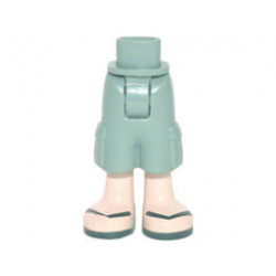 Mini Doll Hips and Trousers Cropped Large Pockets, Light Nougat Legs and Dark Green Sandals Pattern - Thick Hinge: {пясъчно зелен}