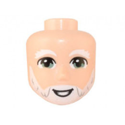 Mini Doll, Head Friends Male Large with White Eyebrows and Beard, Sand Green Eyes, Smile with Teeth Pattern: {светло нуга}