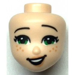 Mini Doll, Head Friends with Green Eyes, Black Eyebrows, Open Mouth Lopsided Smile and Freckles Pattern: {светло нуга}