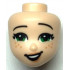 Mini Doll, Head Friends with Green Eyes, Black Eyebrows, Open Mouth Lopsided Smile and Freckles Pattern: {светло нуга}