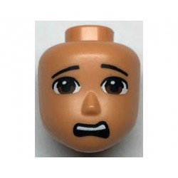 Mini Doll, Head Friends Male Large with Reddish Brown Eyes, Black Eyebrows and Scared Open Mouth Pattern: {нуга}