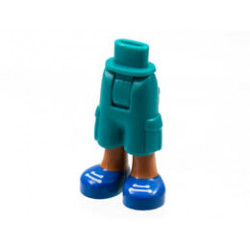 Mini Doll Hips and Trousers Cropped Large Pockets, Nougat Legs, Blue Shoes Pattern - Thick Hinge: {ярко синьо-зелен}