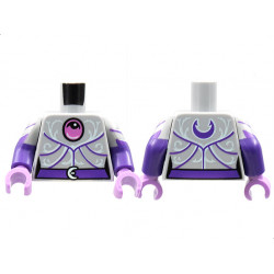 Torso Female Jewel and Filigree Pattern / Dark Purple Arms with Light Bluish Gray Short Sleeves, White Chevrons Pattern / Medium Lavender Hands: {умерено каменно сив}
