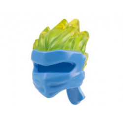Minifigure, Headgear Ninjago Wrap Type 5 with Molded Trans-Yellow Flames Pattern: {умерено син}