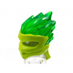 Minifigure, Headgear Ninjago Wrap Type 5 with Molded Trans-Green Flames Pattern: {ярко жълто-зелен}