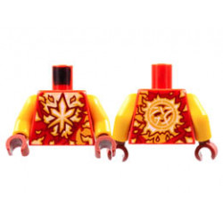 Torso Tunic, White and Bright Light Orange Energy, Ninjago Logogram K Pattern / Bright Light Orange Arms / Dark Red Hands: {ярко червен}