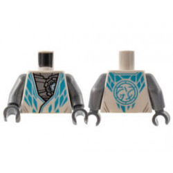 Torso Tunic, Flat Silver Robot Chest, Medium Azure Diamond Trim and Core Logo on Back Pattern / Flat Silver Arms / Dark Bluish Gray Hands : {бял}