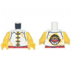 Torso Vest with Yellow Clasps, Red Belt, and Monkie Head Logo on Back Pattern / Yellow Arms / Yellow Hands: {бял}