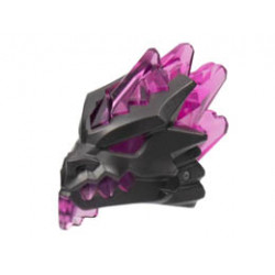 Minifigure, Head Modified Dragon Helmet with Molded Trans-Dark Pink Mouth, Eyes, and Crystal Shards Pattern: {титаниево метален}