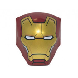 Large Figure Armor, Smooth with 2 x 2 Round Brick Attachment with Iron Man Gold Face Plate Pattern: {нов тъмно червен}
