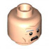 Minifigure, Head Dual Sided, Wrinkles and White and Light Bluish Gray Eyebrows, Open Mouth Frown / Silver Visor with Reflections Pattern - Hollow Stud : {светло нуга}
