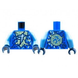 Torso Tunic, Yellowish Green and Shiny Blue Energy, Ninjago Logogram J Pattern / Medium Blue Arms / Dark Blue Hands: {ярко син}
