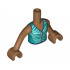 Torso Mini Doll Girl Dark Turquoise Wetsuit with Zipper, White Wavy Stripes and Dark Blue Trim Pattern, Medium Nougat Arms with Hands : {умерен нуга}