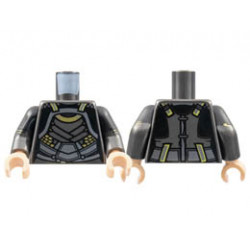 Torso Female Armor, Silver Plates, Gold Trim Pattern / Pearl Dark Gray Arms with Black Short Sleeves, Gold Circles Pattern / Light Nougat Hands : {титаниево метален}
