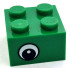 Brick 2 x 2 with Black and White Eye Offset with Dot in Pupil Pattern on Opposite Sides: {тъмно зелен}