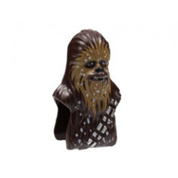 Minifigure, Head, Modified SW Wookiee, Chewbacca with Medium Nougat Face Fur, White Snow Spots Pattern: {тъмно кафяв}