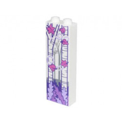 Brick 1 x 2 x 5 with White Birch Trees, Dark Pink Leaves, and Lavender, Medium Lavender, and Dark Purple Foliage Pattern: {бял}