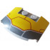 Wedge 3 x 4 x 2/3 Triple Curved with Dark Bluish Gray and Yellow Armor Plates and Dark Red Lines Pattern: {умерено каменно сив}