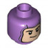 Minifigure, Head Balaclava, Light Nougat Face, Black Eyebrows, Lopsided Grin, Medium Nougat Chin Cleft Pattern - Hollow Stud: {умерено лавандулов}