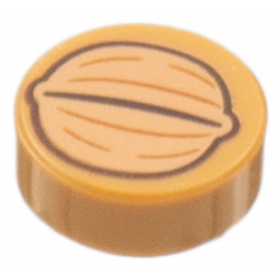 Tile, Round 1 x 1 with Nougat Walnut Pattern: {умерен нуга}