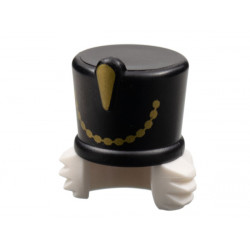 Minifigure, Hair Combo, Hair with Hat, Bushy Hair with Black Shako, Gold Trim Pattern: {бял}