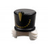 Minifigure, Hair Combo, Hair with Hat, Bushy Hair with Black Shako, Gold Trim Pattern: {бял}