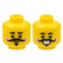 Minifigure, Head Dual Sided, Black Eyebrows, Curly Moustache, Van Dyke Beard, Bright Pink Cheeks, Neutral / Smile with Teeth Pattern - Hollow Stud: {ярко жълт}