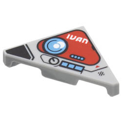Tile, Modified 2 x 2 Triangular with Control Panel, Dark Red Rounded Triangle, Medium Blue Circle, IVAN Pattern: {умерено каменно сив}