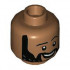 Minifigure, Head Black Eyebrows and Beard with White Spots, Reddish Brown Lines over Eyes, Smile with Teeth Pattern - Hollow Stud: {умерен нуга}