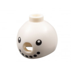 Minifigure, Headgear Head Cover, Costume Snowman with Black Coal Eyes and Mouth Pattern: {бял}