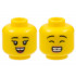 Minifigure, Head Dual Sided Female, Black Eyebrows, Gap in Teeth, Smile with Tongue / Wide Grin with Teeth and Closed Eyes Pattern - Hollow Stud: {ярко жълт}
