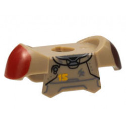 Minifigure Armor Breastplate with Shoulder Pads and 2 Back Studs with Red and Dark Brown Shoulder Splotches and Bright Light Orange 15 Pattern : {пясъчно жълт}