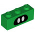 Brick 1 x 3 with Black Face with 2 White Oval Eyes Pattern (Coin Coffer): {тъмно зелен}