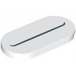 Tile, Round 2 x 4 Oval with Black Line Smile with Slight Curved Ends Pattern (Super Mario Spike Lower Face): {бял}