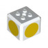 Brick, Modified Cube, 4 Studs on Top with Yellow Circle Pattern on All Sides (Super Mario Yellow Toad Cap): {бял}