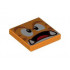Tile 2 x 2 with Groove with Angry Reddish Brown Eyebrows, Dark Brown and White Eyes, Black Open Mouth with Bottom Fangs and Red Tongue Pattern (Super Mario Cat Goomba Face) : {ярко оранжев}