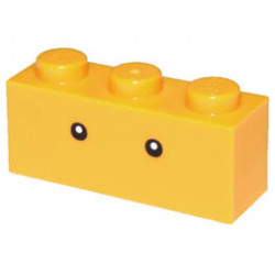 Brick 1 x 3 with Small Black Eyes with White Pupils Pattern (Super Mario Sumo Bro): {огнено жълто-оранжев}