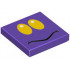 Tile 2 x 2 with Groove with Yellow Oval Eyes with White Pupils and Black Mouth Line Pattern (Ant Trooper Face): {светло виолетов}