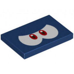 Tile 2 x 3 with Angry Red and White Eyes, Black and White Pupils Pattern (Bully): {земно син}