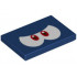 Tile 2 x 3 with Angry Red and White Eyes, Black and White Pupils Pattern (Bully): {земно син}