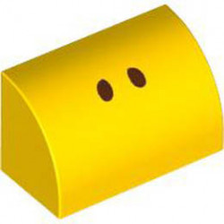 BRICK 1X2, OUTSIDE HALF BOW, NO. 15: {ярко жълт}