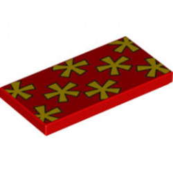 Tile 2 x 4 with Yellow Flowers Pattern (BrickHeadz Dale Shirt Back): {ярко червен}