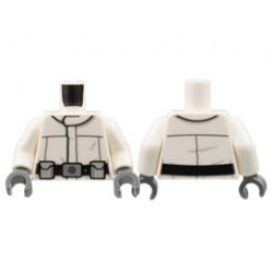 Torso SW Imperial Crew Uniform Jacket with Wide Black Belt, Large Silver Buckle, and Light Bluish Gray Boxes Pattern / White Arms / Dark Bluish Gray Hands : {бял}